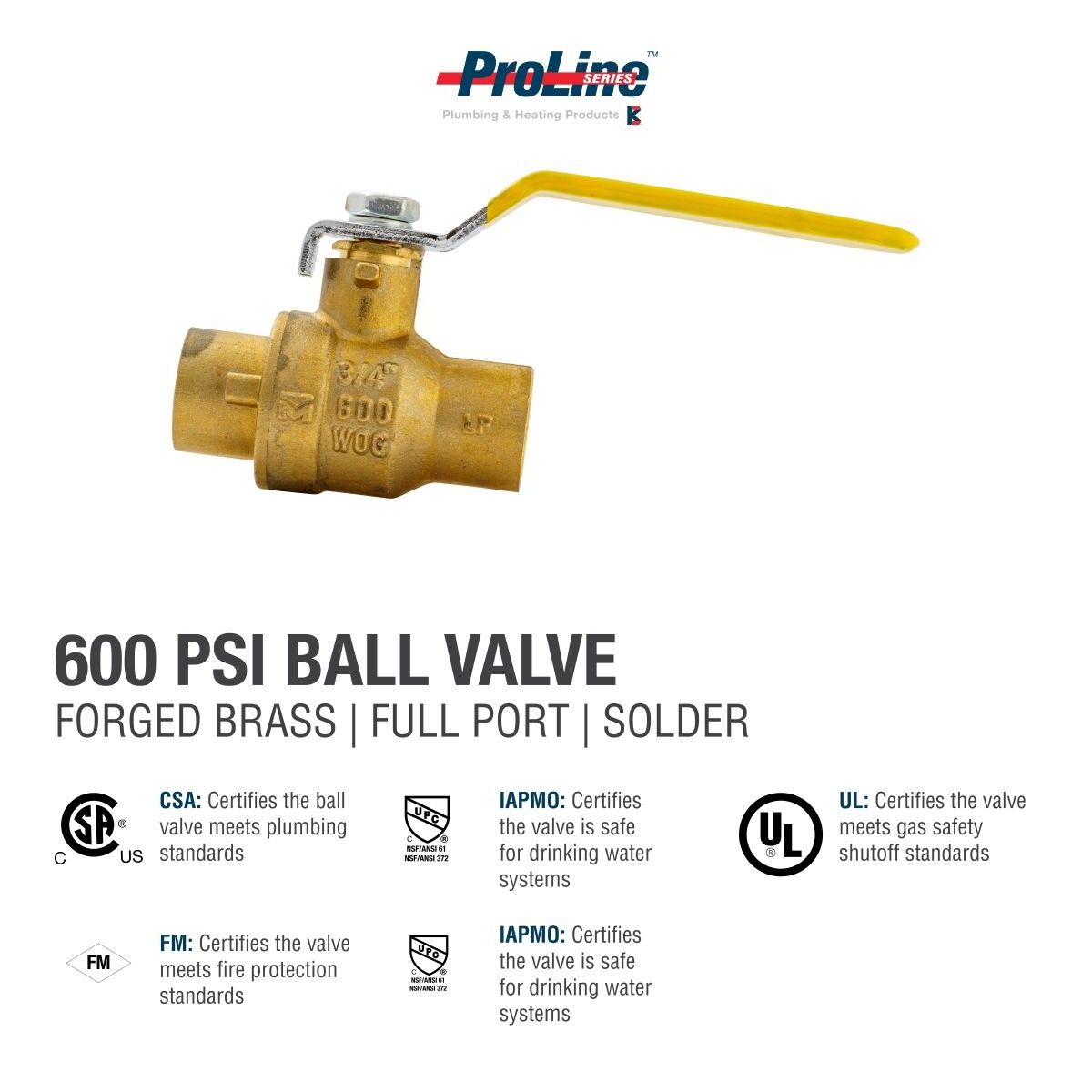 ProLine Lead-Free Brass Ball Valve, 3/4-In SWT x 3/4-In SWT