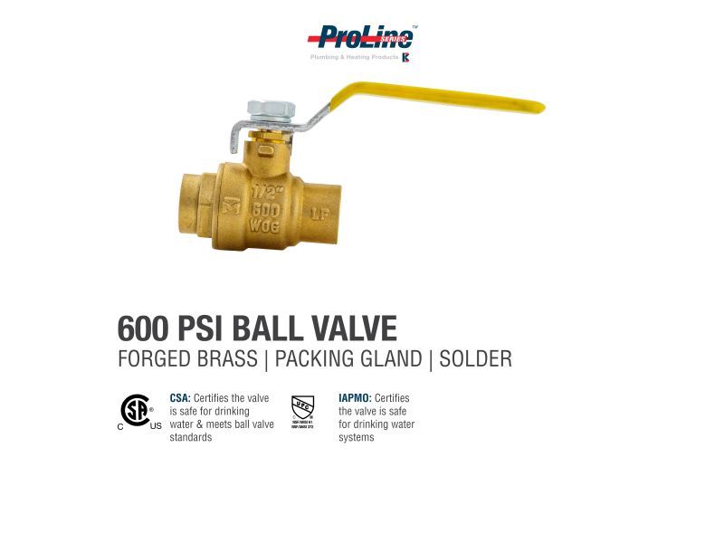 ProLine Brass Ball Valve, 1/2-In SWT X 1/2-In SWT