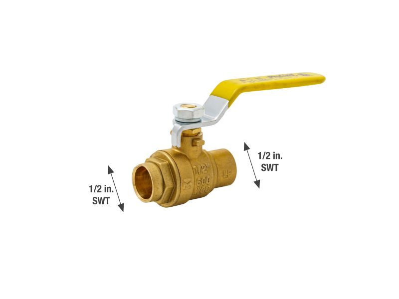 ProLine Brass Ball Valve, 1/2-In SWT X 1/2-In SWT