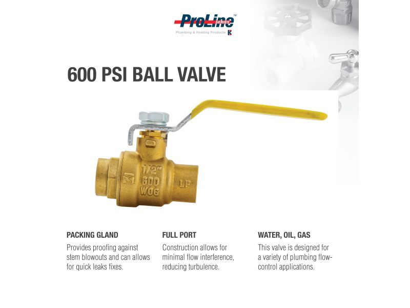 ProLine Brass Ball Valve, 1/2-In SWT X 1/2-In SWT
