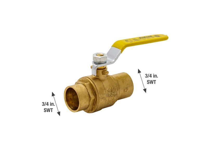 ProLine Brass Ball Valve, 3/4-In SWT X 3/4-In SWT
