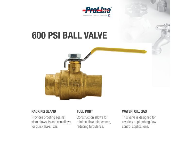 ProLine Brass Ball Valve, 3/4-In SWT X 3/4-In SWT