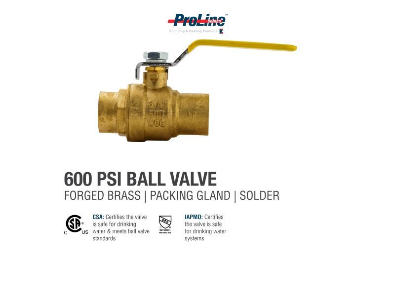ProLine Brass Ball Valve, 3/4-In SWT X 3/4-In SWT