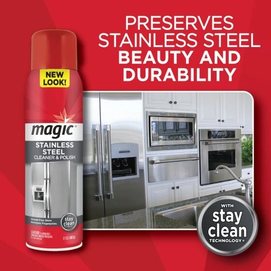 Magic Stainless Steel Cleaner & Polish Aerosol, 17-Oz