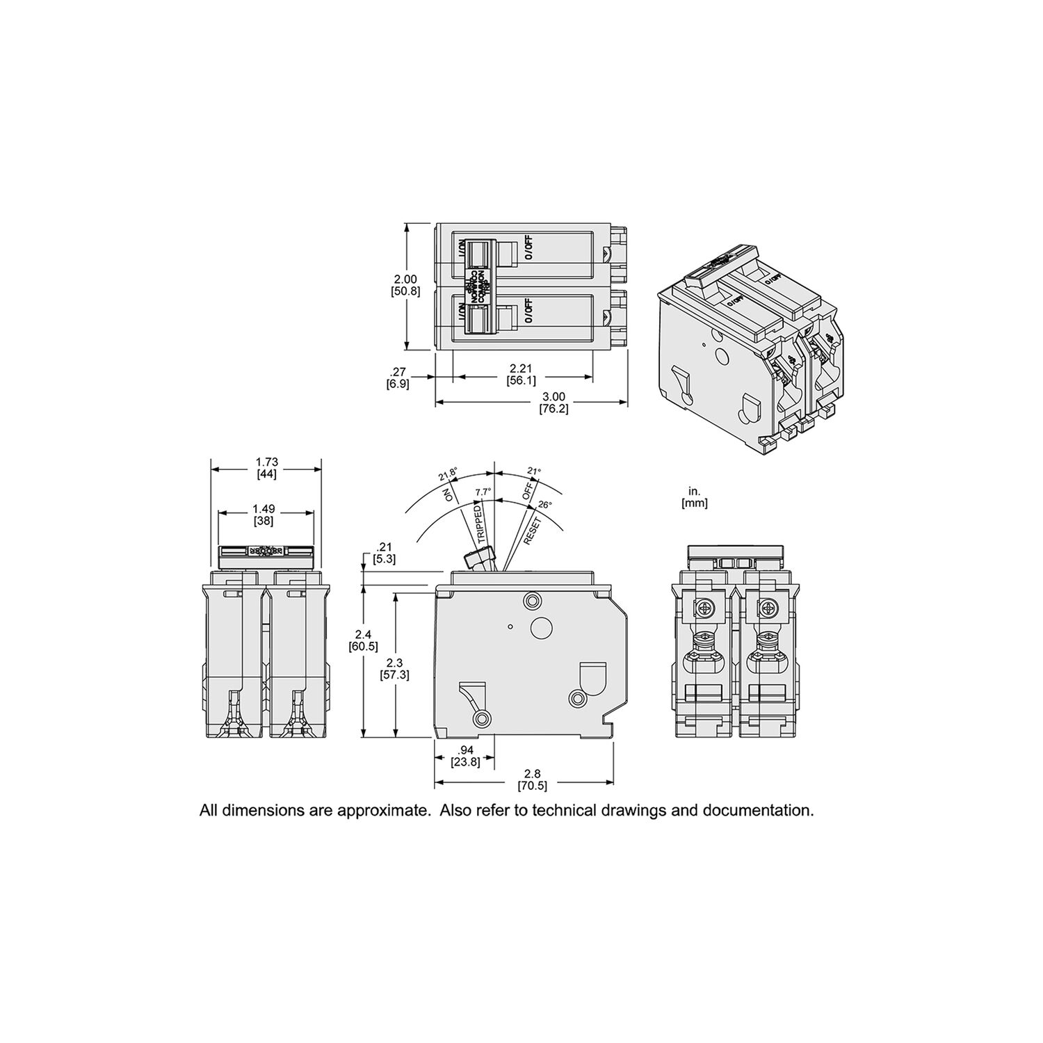 Square D Homeline Standard 2-Pole Mini Circuit Breaker, 15-A, 120-V/240-V AC