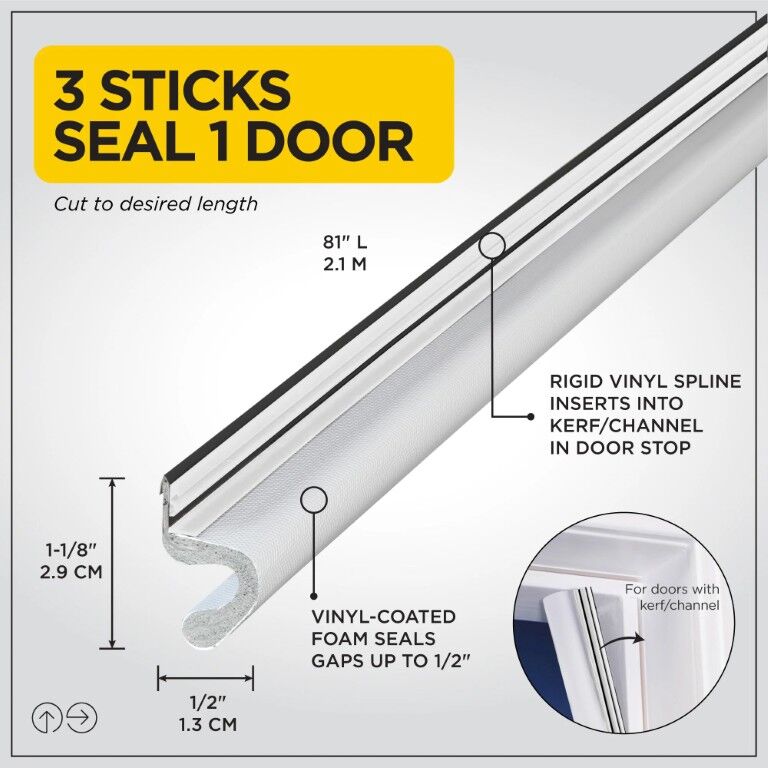 M-D Building Products White Vinyl-Coated Foam Door Seal For Doors With Kerf/Channel, 81-In