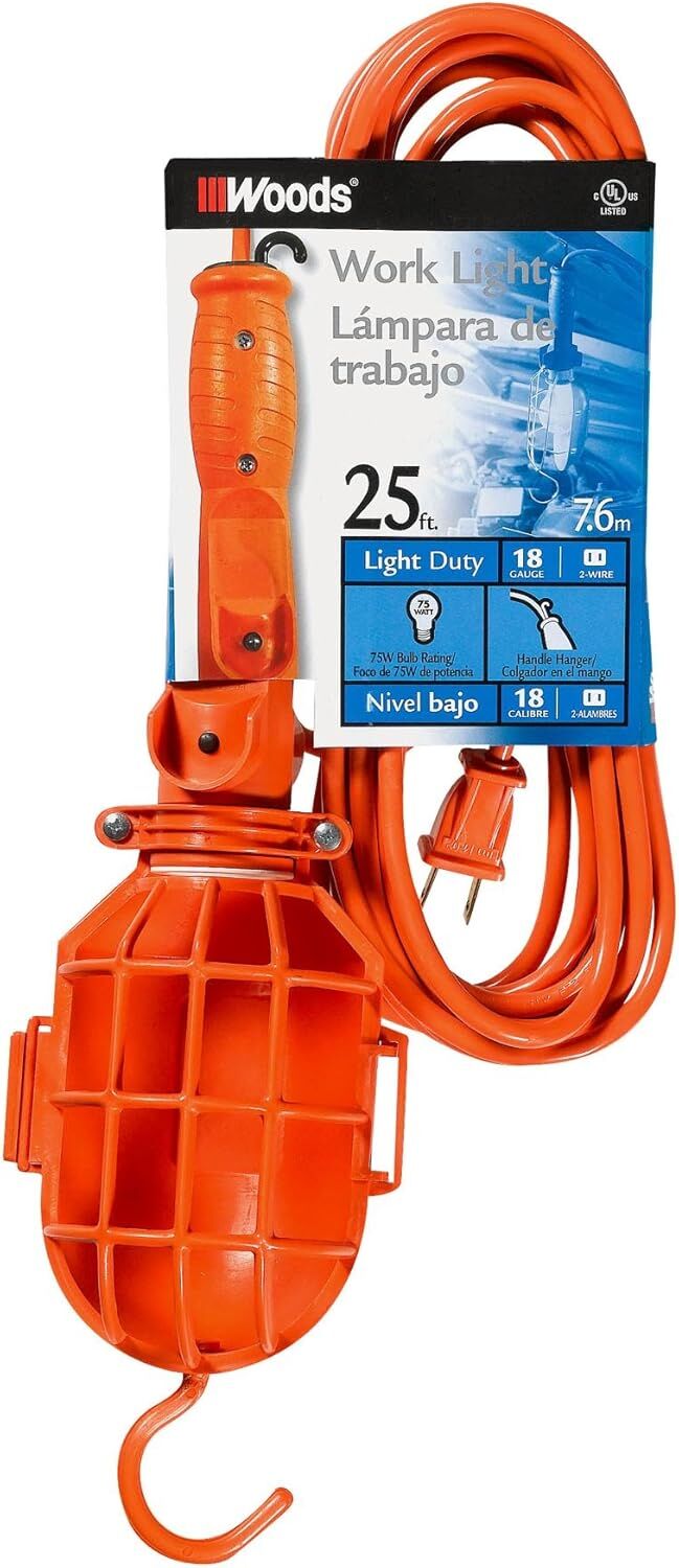 Woods Orange Trouble Light With Plastic Guard, 75-Watt, 25-Ft