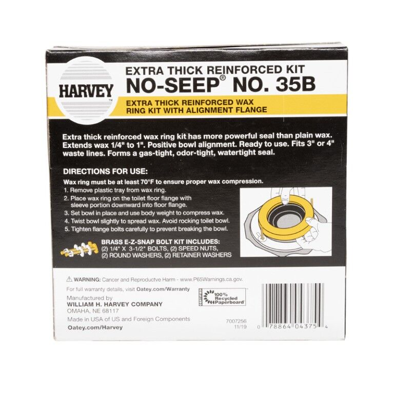 Harvey Toilet Line Reinforced Wax Extender Kit With Horn
