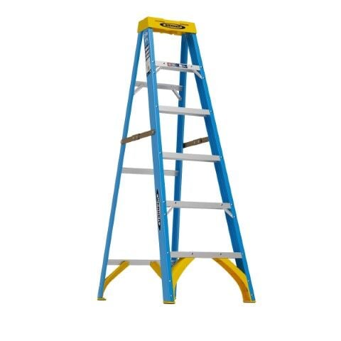 Werner 6006 Fiberglass Step Ladder, Type I, Load Capacity 250-Lb, 6-Ft