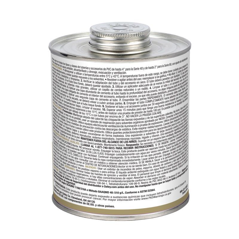 Oatey Regular Clear PVC Cement, 32-Oz