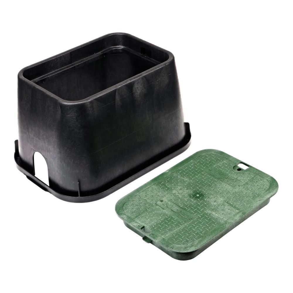 NDS Rectangular Standard Series Black/Green Valve Box And ICV Cover, 14-In x 19-In x 12-In