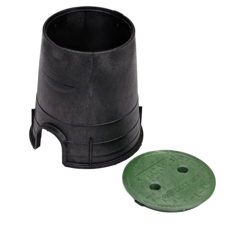 NDS Round Standard Series Valve Box and Cover Black Box Green ICV Cover, 6-In x 9-In