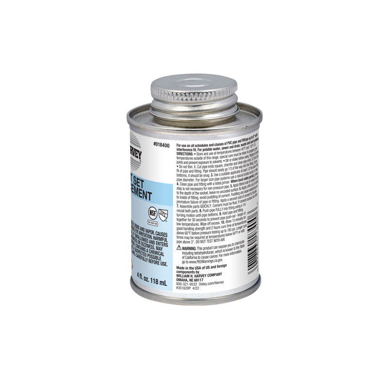 Harvey Wet Set PVC Cement, 4-Oz