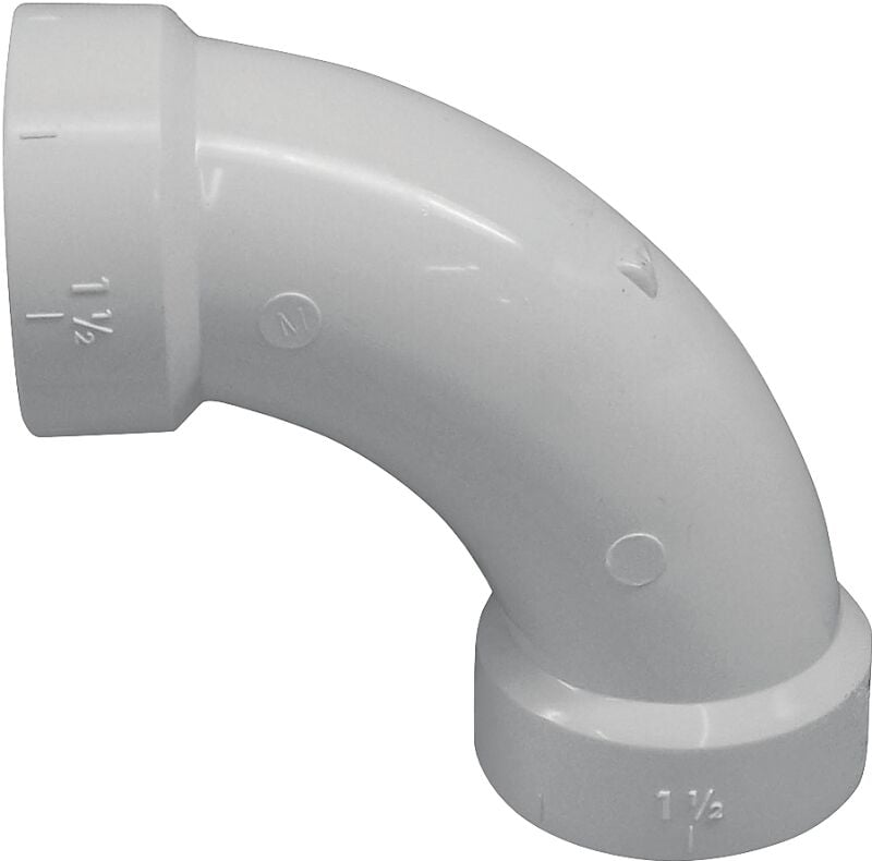Canplas White PVC 90° Long Sweep Pipe Elbow, 3-In Hub