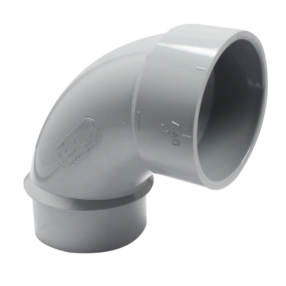 Canplas PVC  Long Turn 90° Street Elbow, 3-In Spigot x 3-In Hub