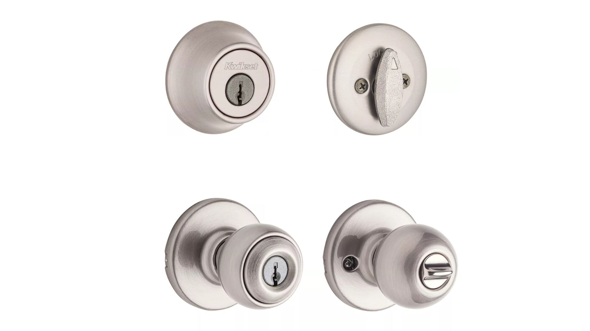 Kwikset Satin Nickel Polo Security Set Deadbolt Keyed One Side With Pin & Tumbler