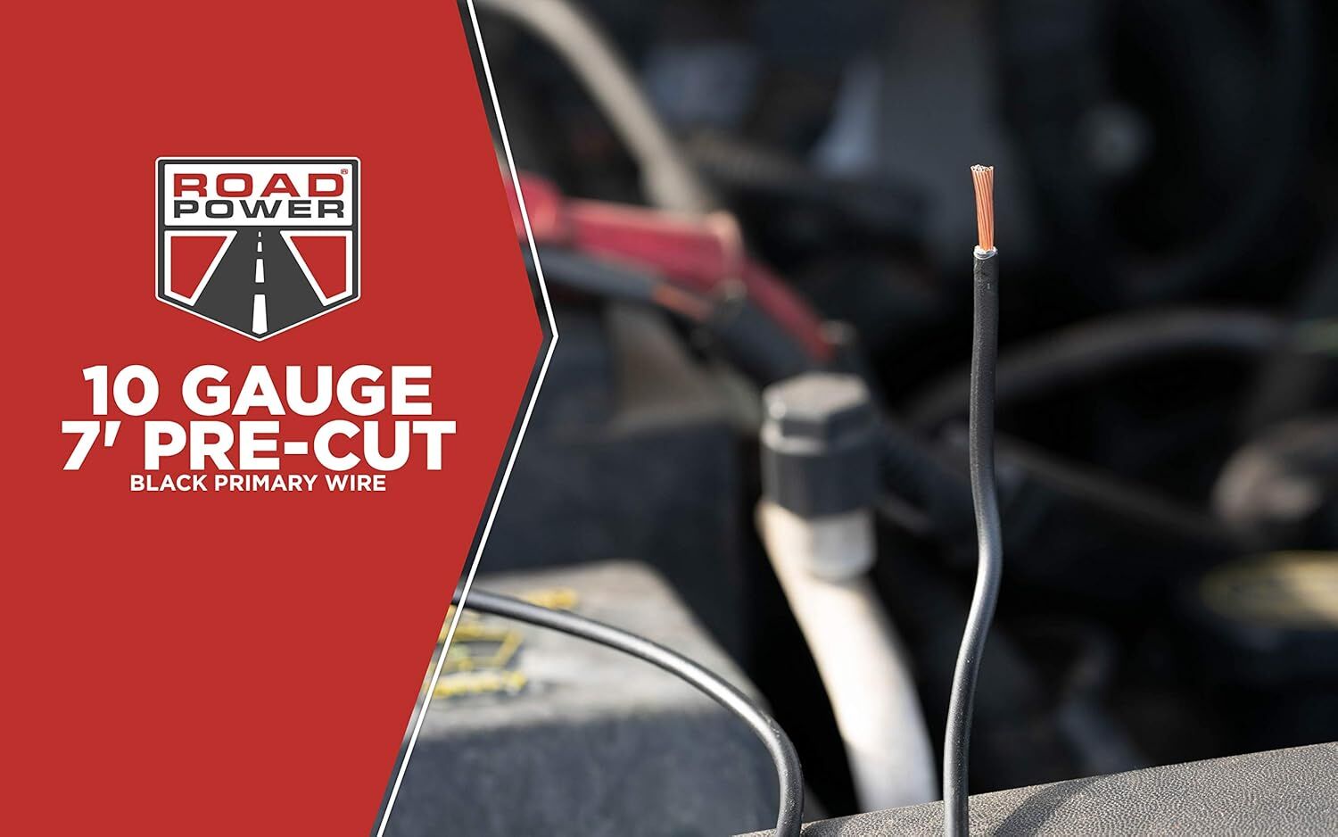 Road Power Black 10-Gauge Automotive Copper Wire, 7-Ft