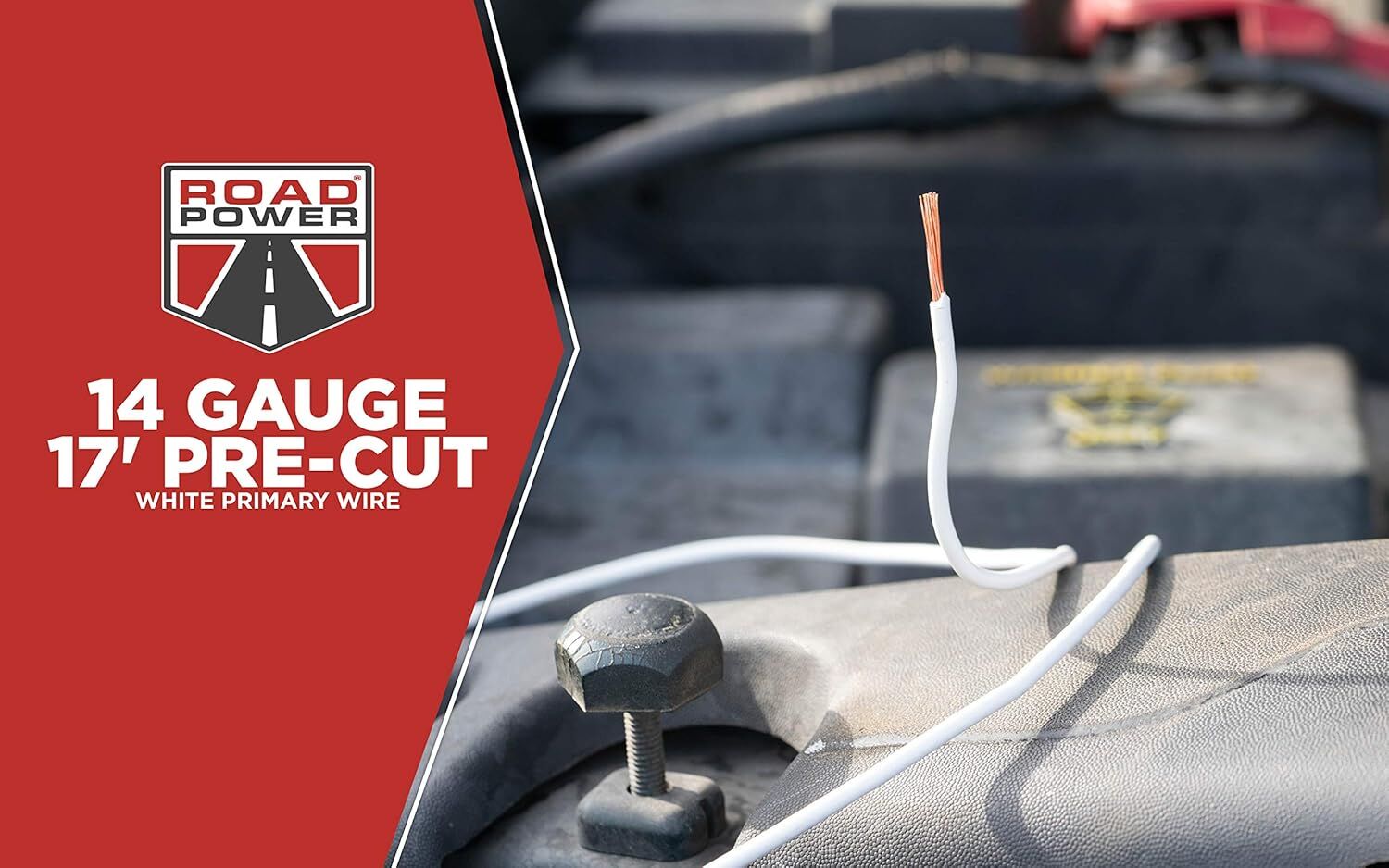 Road Power White 14-Gauge Automotive Copper Wire, 17-Ft