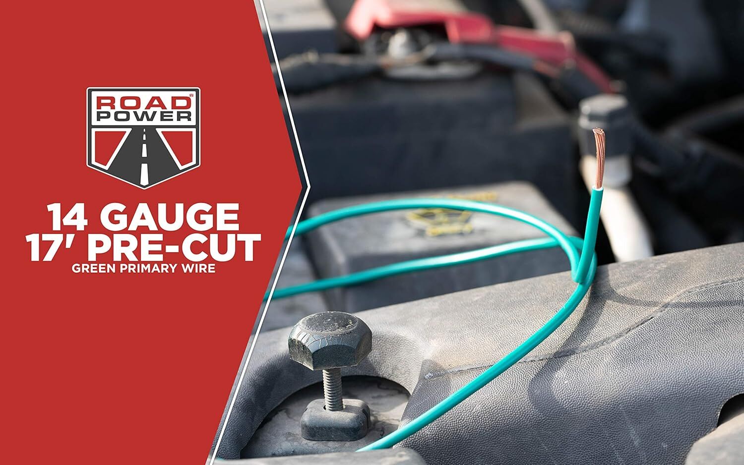 Road Power Green 14-Gague Automotive Copper Wire, 17-Ft