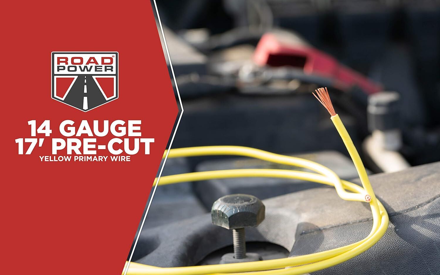 Road Power Yellow 14 Gauge Automotive Copper Electrical Wire, 17-Ft