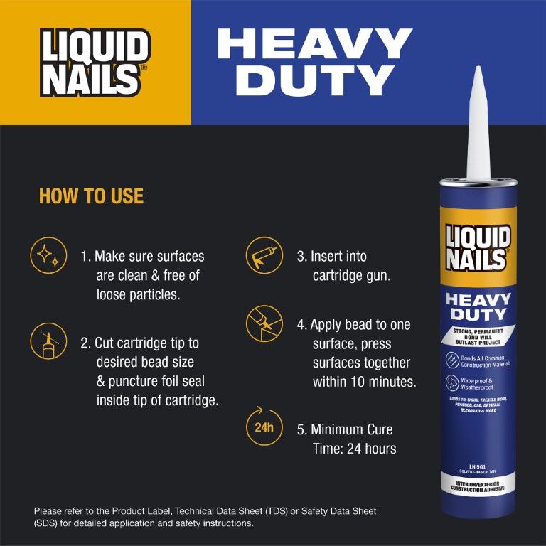 Liquid Nails Heavy Duty Interior & Exterior Constructions Adhesive, 28-Oz