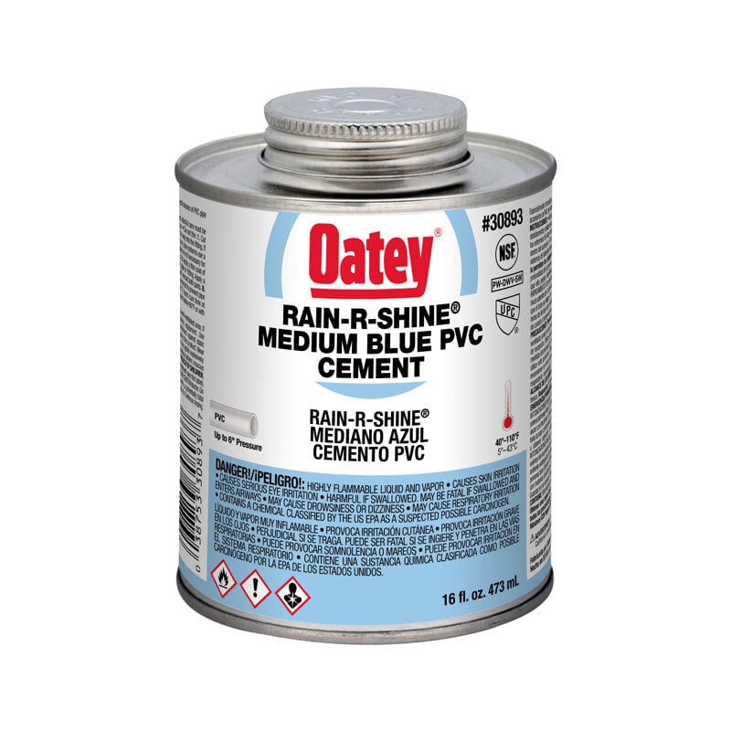 Oatey Rain-R-Shine Medium Blue PVC Cement, 16-Oz