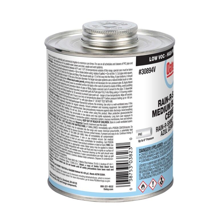 Oatey Rain-R-Shine Medium Blue PVC Cement, 32-Oz