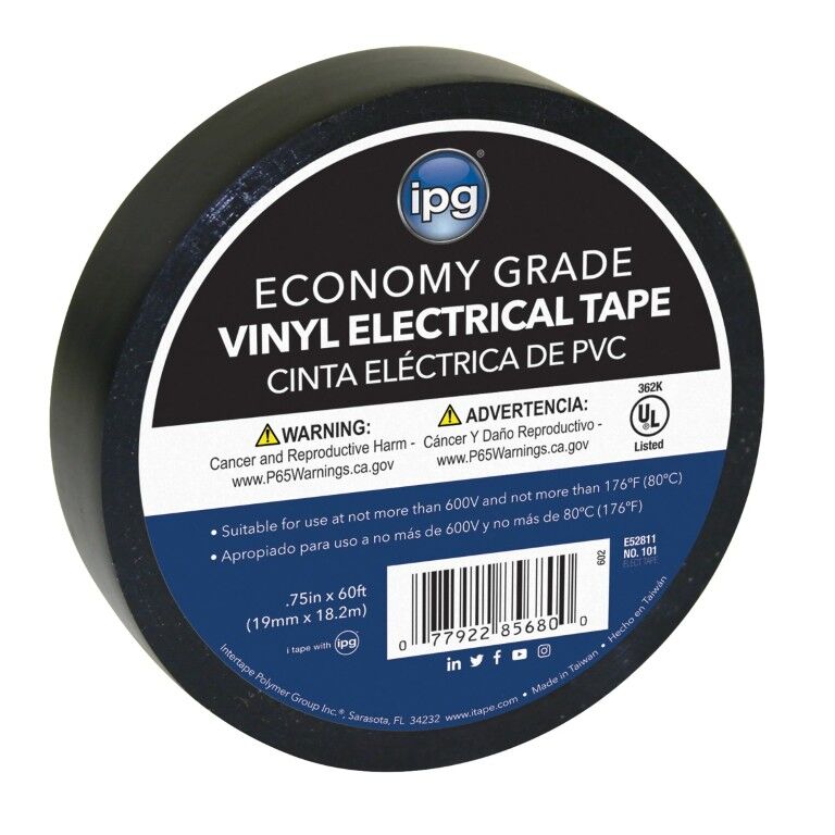 IPG Black Vinyl Economy Grade Electrical Tape , 3/4-In x 60-Ft