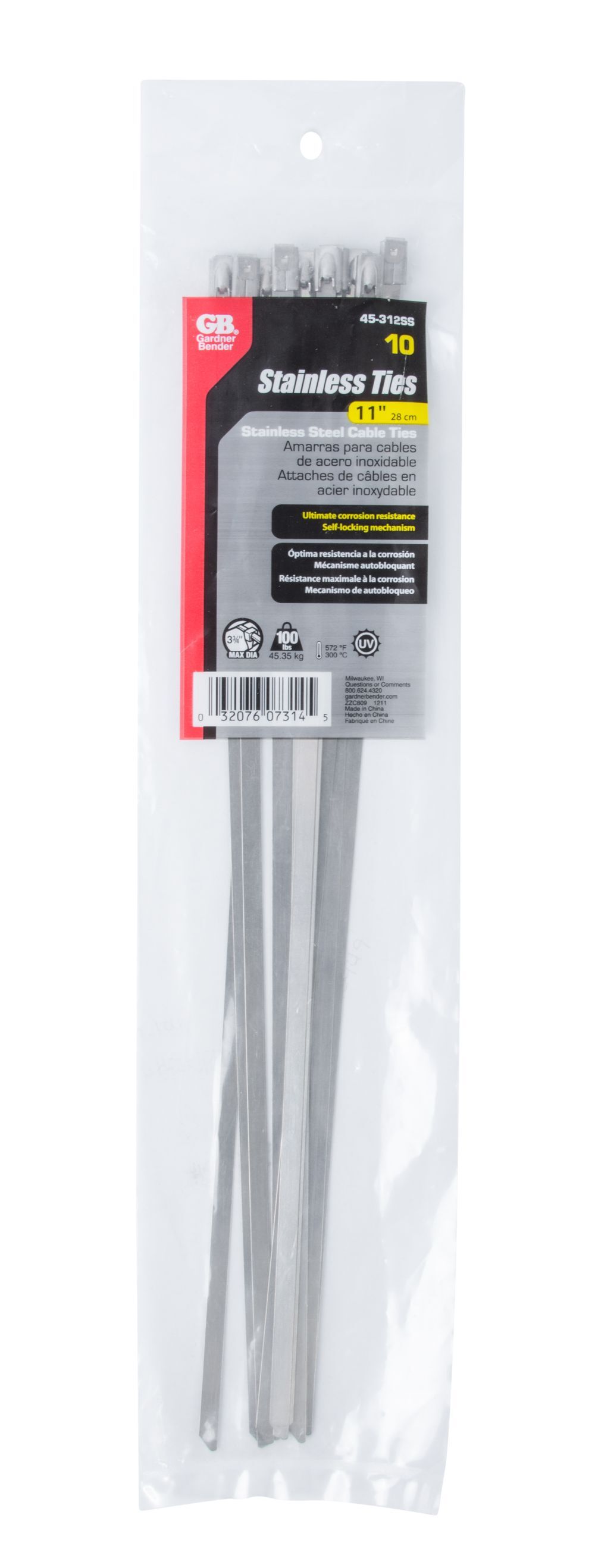 Gardner Bender Cable Tie Stainless Steel, 11-In, 10-Pk
