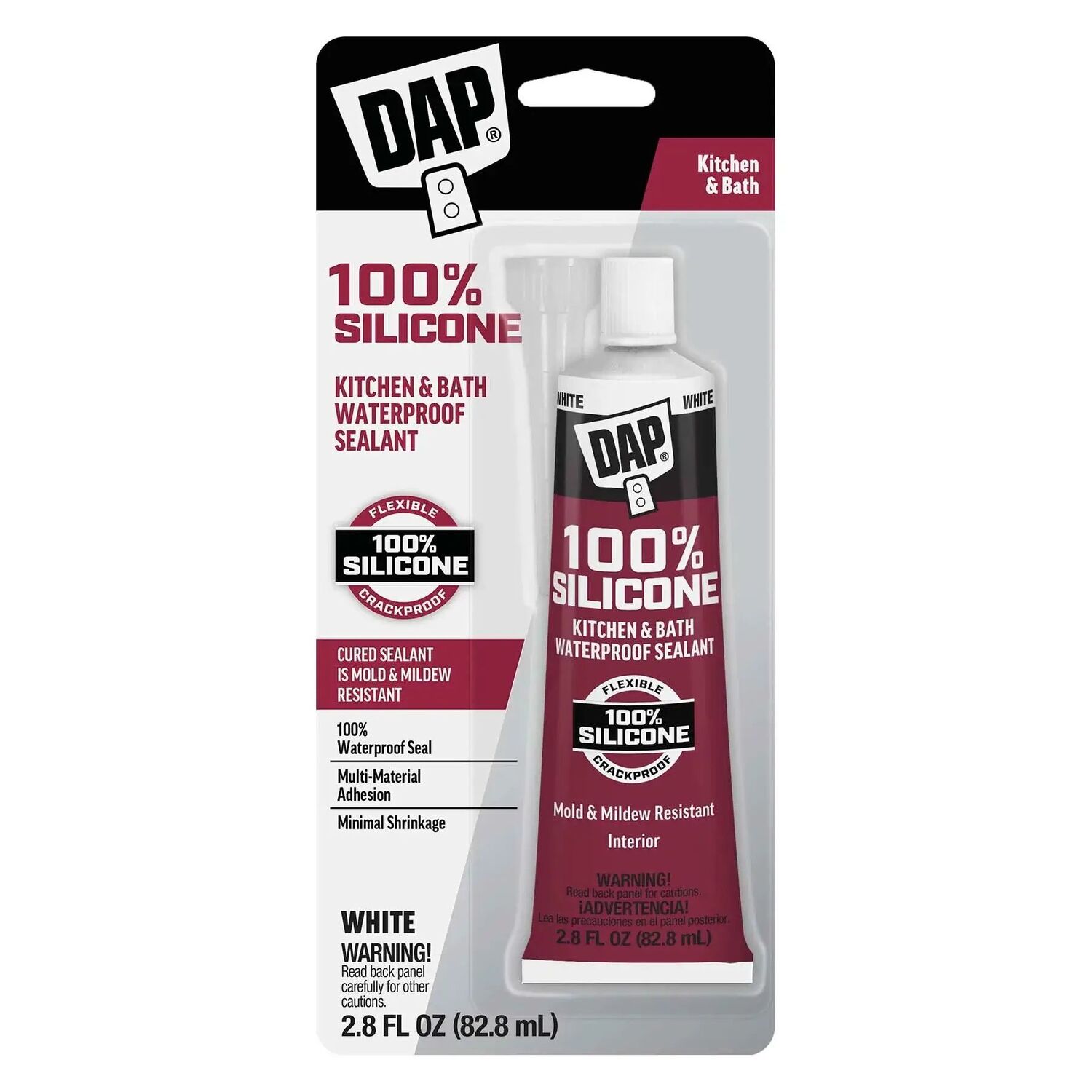 DAP 100% Silicone Rubber Kitchen, Bath & Plumbing Bath White Sealant