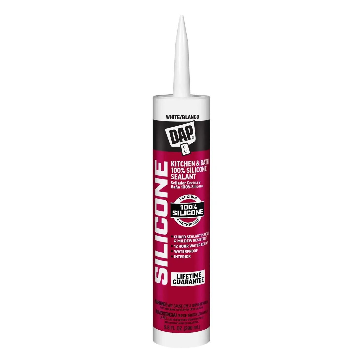 DAP 100% Silicone Rubber Clear Kitchen, Bath, & Plumbing Sealant, 9.8-Oz