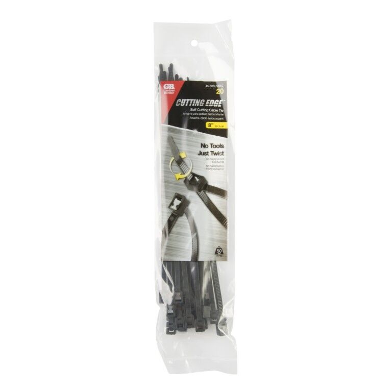 Gardner Bender Black Self Cutting Cable Tie, 8-In, 50-Lb