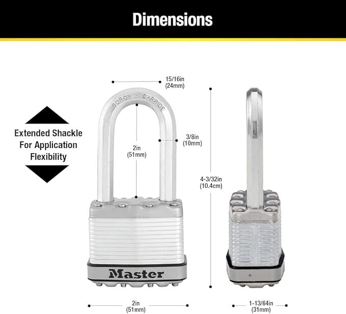 Master Lock Silver Heavy Duty Outdoor 2-In Padlock with Key, 3-Pk