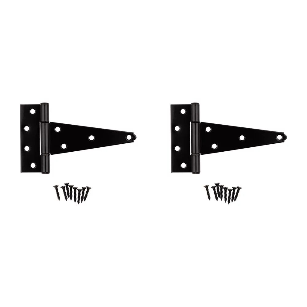 National Hardware Black Extra Heavy T-Hinge, 6-In, 2-Pk