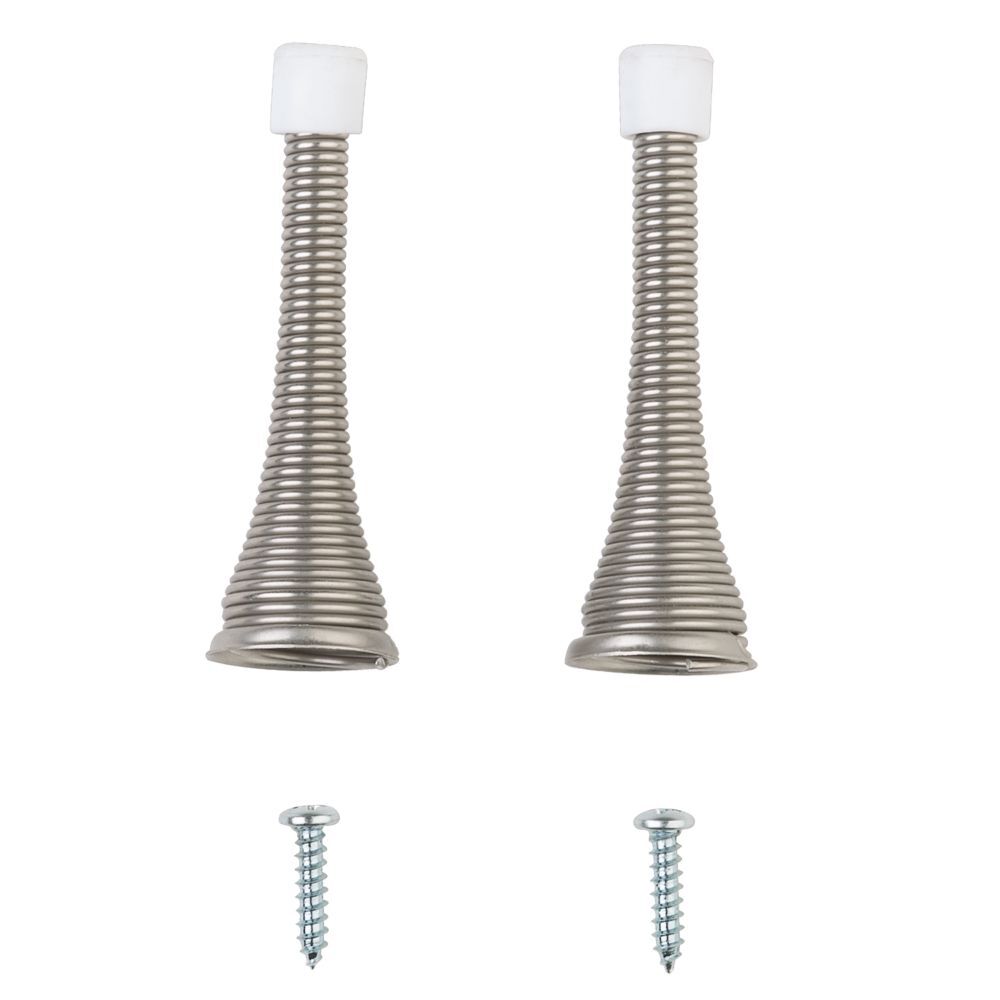 National Hardware Satin Nickel Spring Door Stop, 3-In, 2-Pk