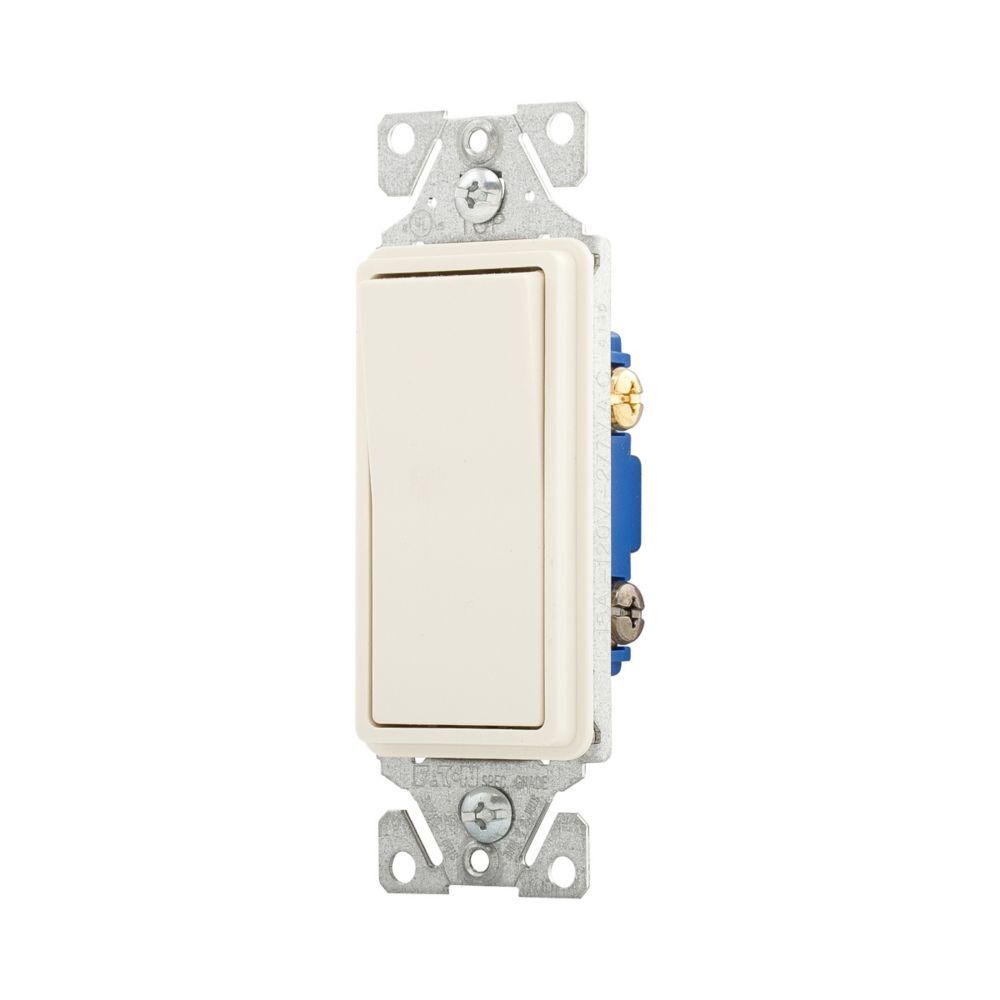 Eaton Light Almond Flush Standard Grade 3-Way Decorator Switch 14-12 Gauge, 15-A, 120-V/277-V