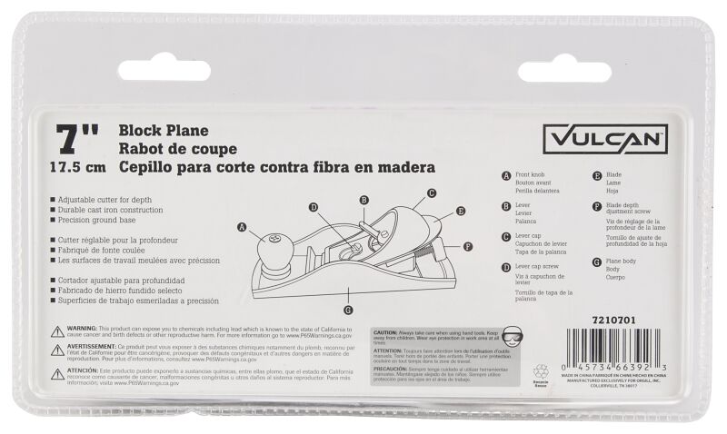 Vulcan Block Plane, 7-In