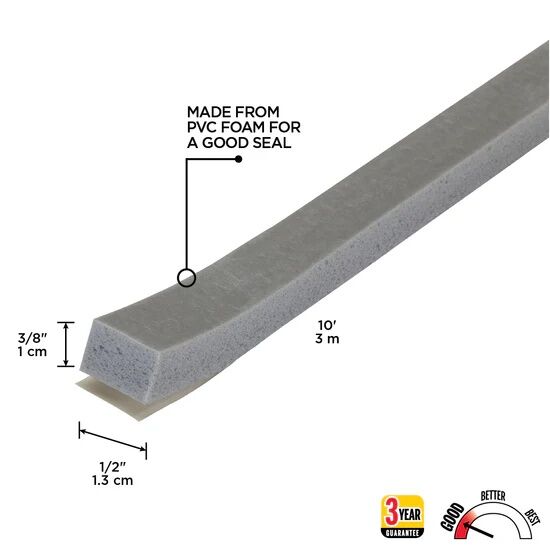 M-D Manufacturing Gray Foam Window Seal For Gaps, 1/2-In x 3/8-In x 10-Ft
