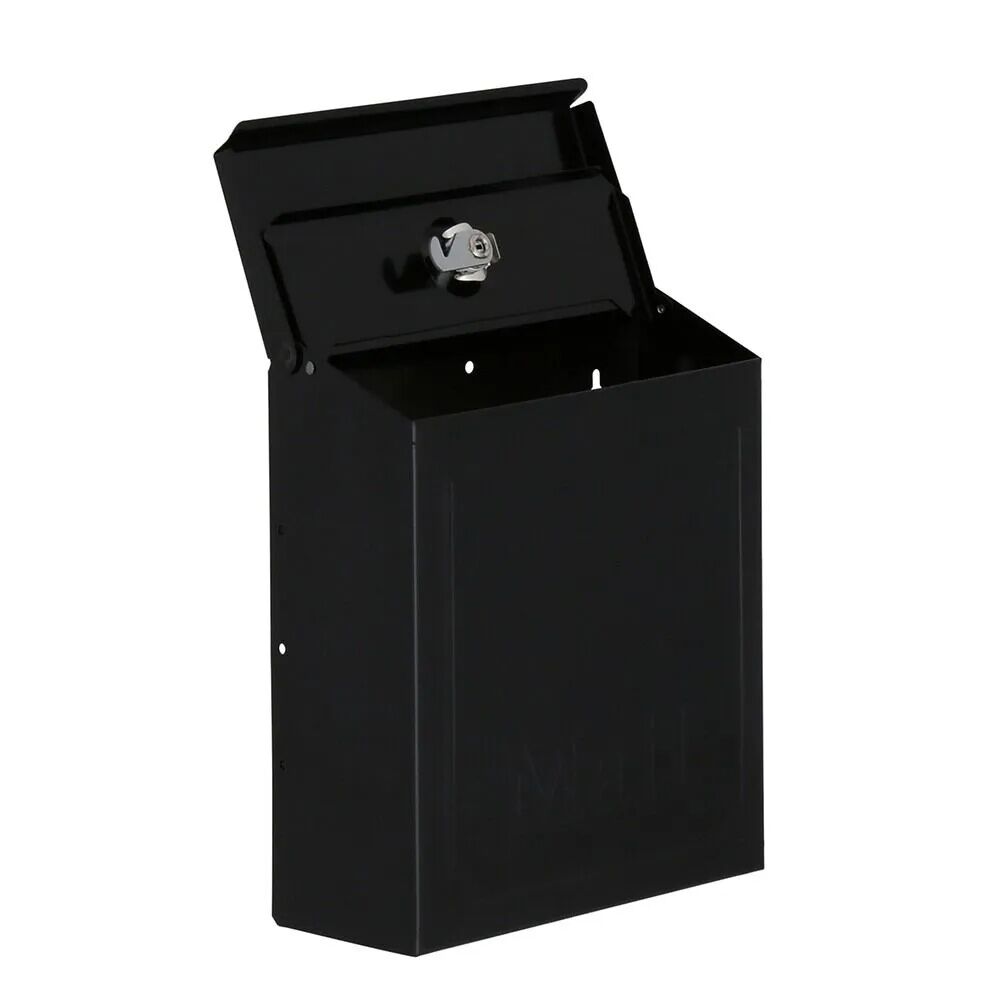 Gibraltar Black Townhouse Locking Wall Mount Mailbox, 10 1/10-In x 8 3/5-In x 4 1/10-In
