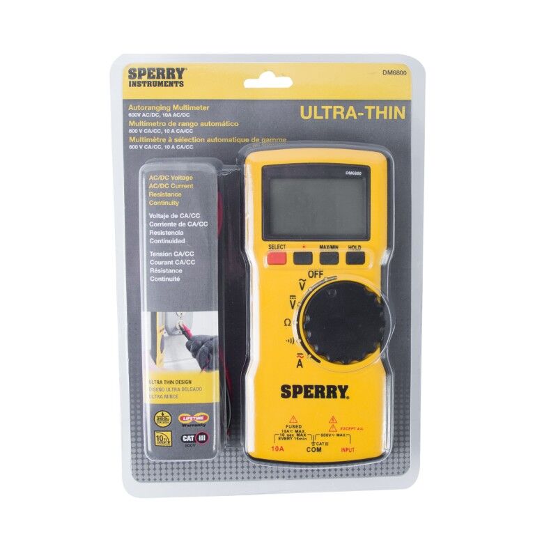 Sperry Instruments DM6800 Thin Autoranging Digital Multimeter, 600-V AC/DC, 10-A