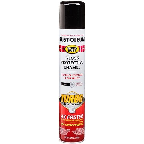 Rust-Oleum Stop Rust Protective Enamel Gloss Black with Turbo Spray System, 24-Oz