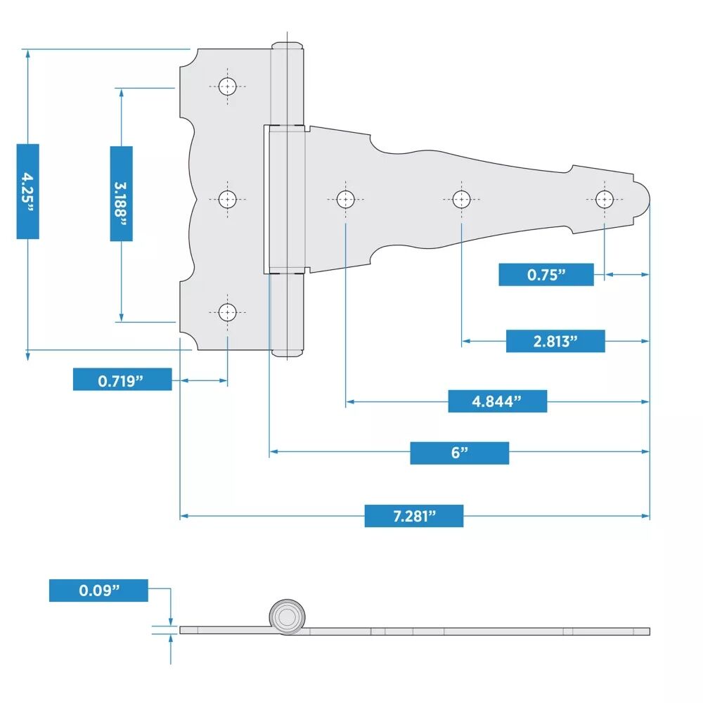 National Hardware Black Ornamental T-Hinge, 6-In