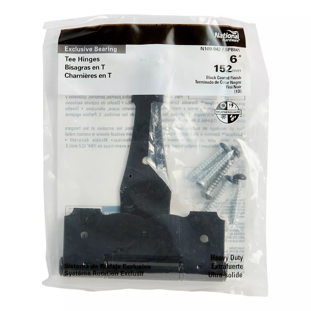 National Hardware Black Ornamental T-Hinge, 6-In