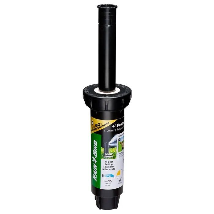 Rain Bird 4-In Pop-Up Spray Head 90° Pattern Dual Spray Sprinkler With Pressure Regulator, 15-Ft