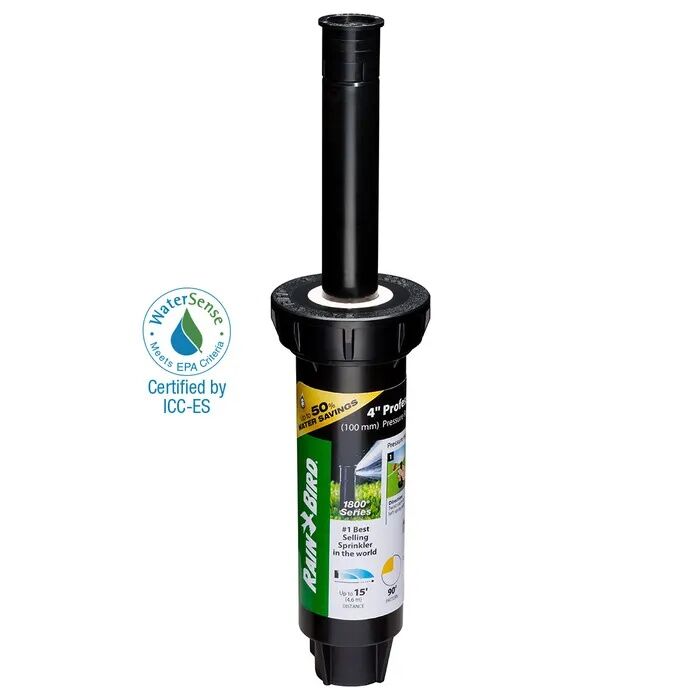 Rain Bird 4-In Pop-Up Spray Head 90° Pattern Dual Spray Sprinkler With Pressure Regulator, 15-Ft