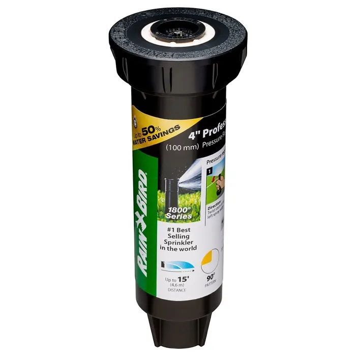 Rain Bird 4-In Pop-Up Spray Head 90° Pattern Dual Spray Sprinkler With Pressure Regulator, 15-Ft