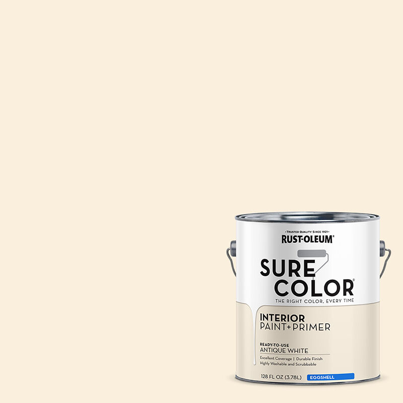 Rust-Oleum Sure Color Interior Wall Paint And Primer Eggshell Antique White, 1-Gal
