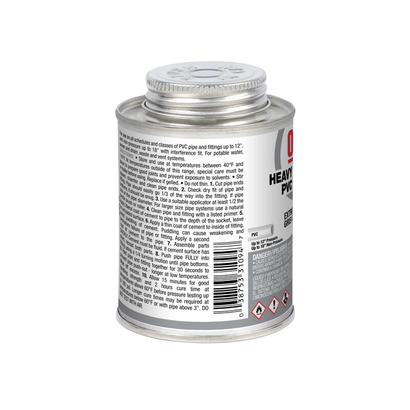 Oatey Heavy Duty Gray PVC Cement, 32-Oz