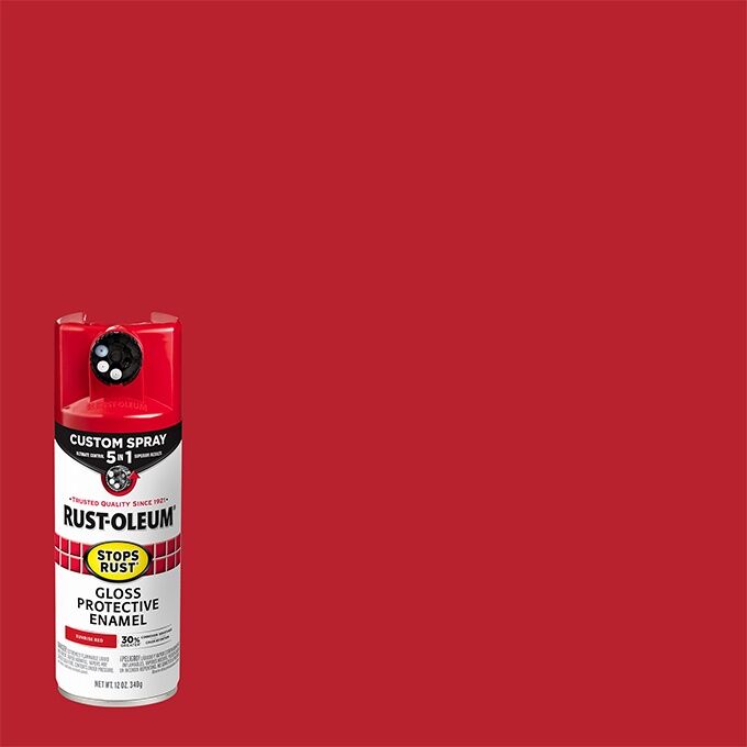 Rust-Oleum Stops Rust Protective Enamel Spray Paint Gloss Sunrise Red Custom Spray 5-In-1, 12-Oz