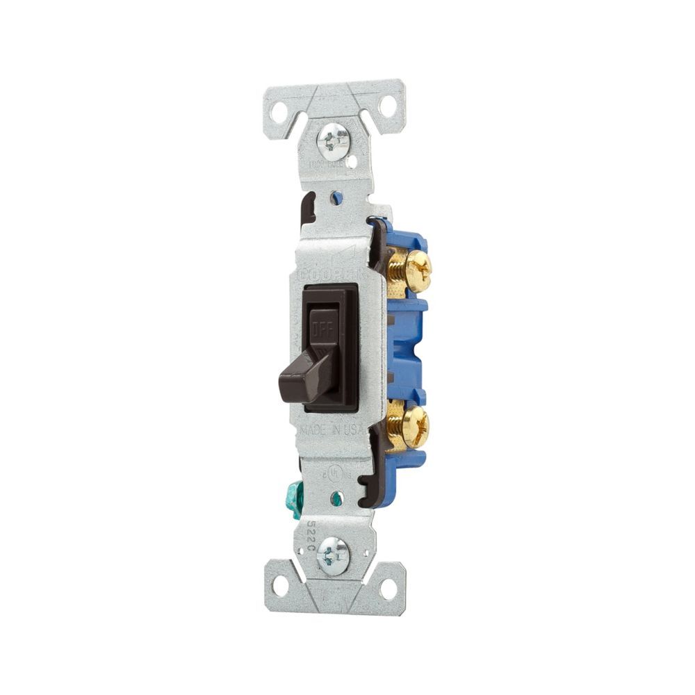 Eaton Brown Flush Toggle Switch 14-10 Gauge, 15-A, 120-V